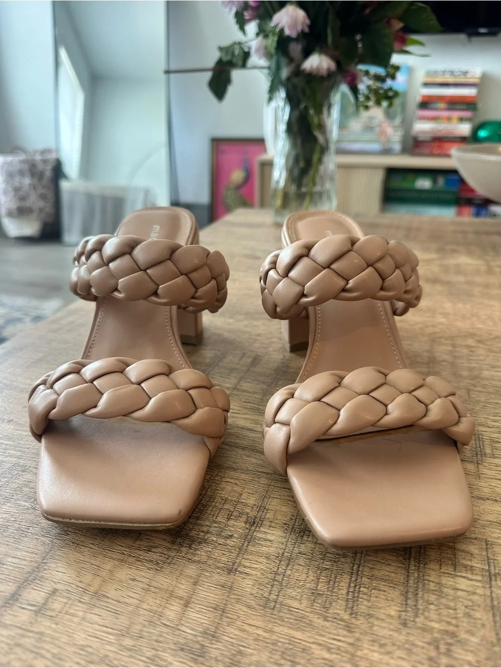 Madden Girl Dixcy Braided Heeled Sandals 8.5 Milky Blush